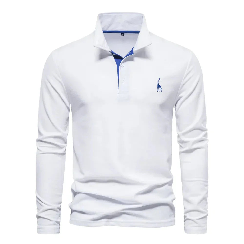 VierraSol | Camisa Polo Bordada de Manga Larga para Hombre