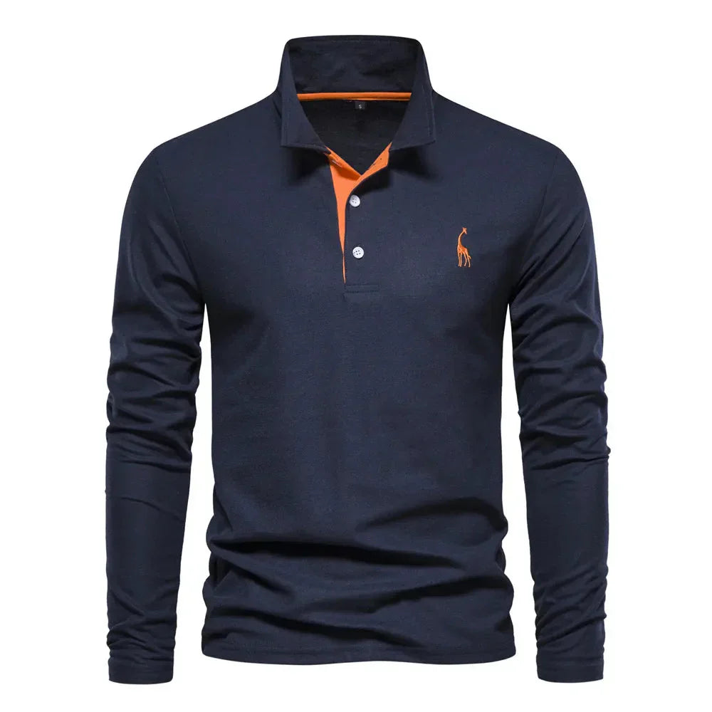 VierraSol | Camisa Polo Bordada de Manga Larga para Hombre