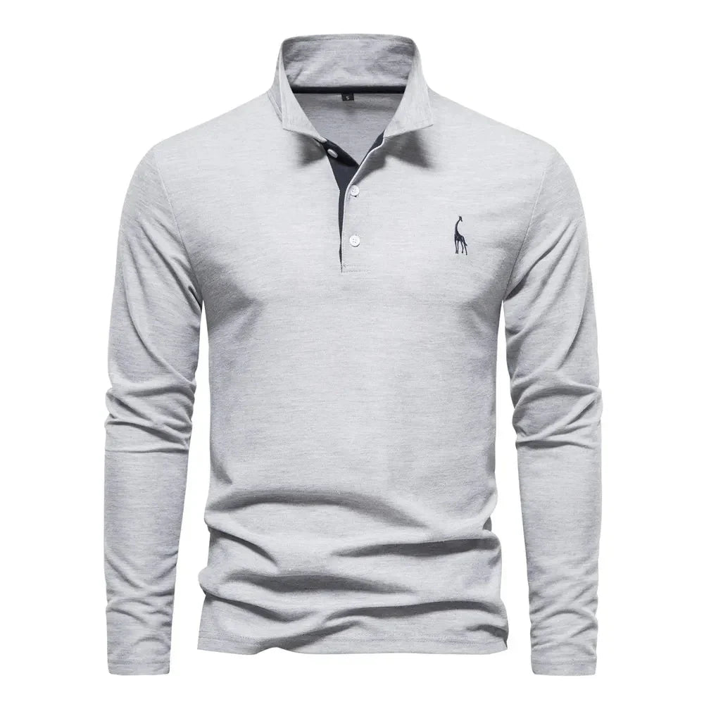 VierraSol | Camisa Polo Bordada de Manga Larga para Hombre