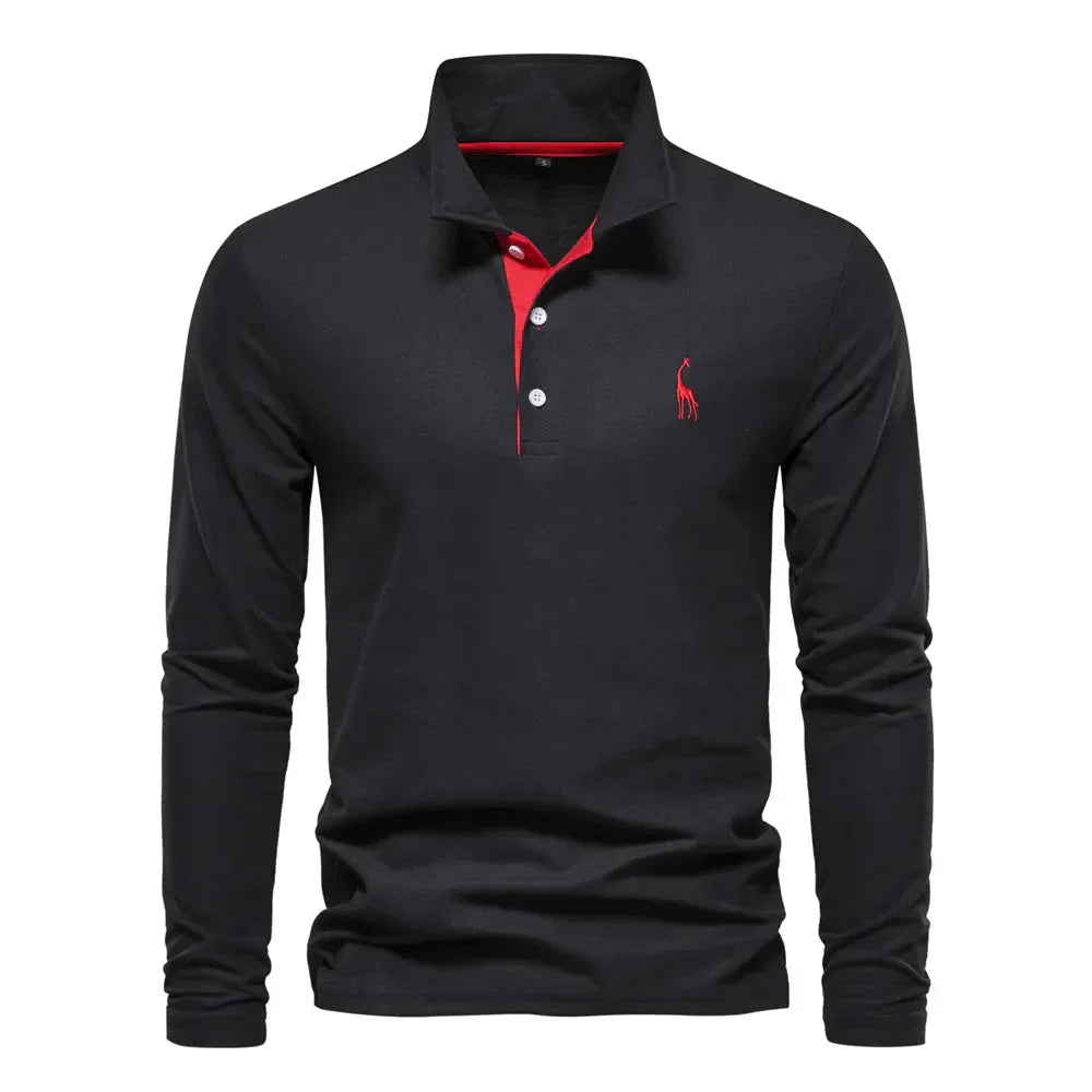 VierraSol | Camisa Polo Bordada de Manga Larga para Hombre