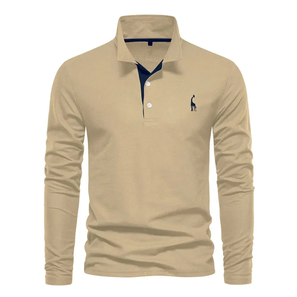 VierraSol | Camisa Polo Bordada de Manga Larga para Hombre