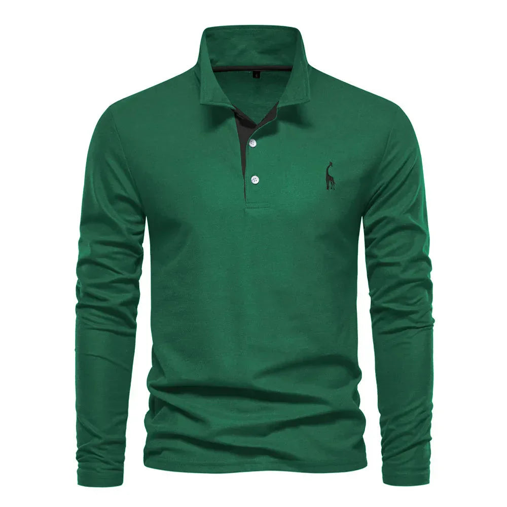 VierraSol | Camisa Polo Bordada de Manga Larga para Hombre