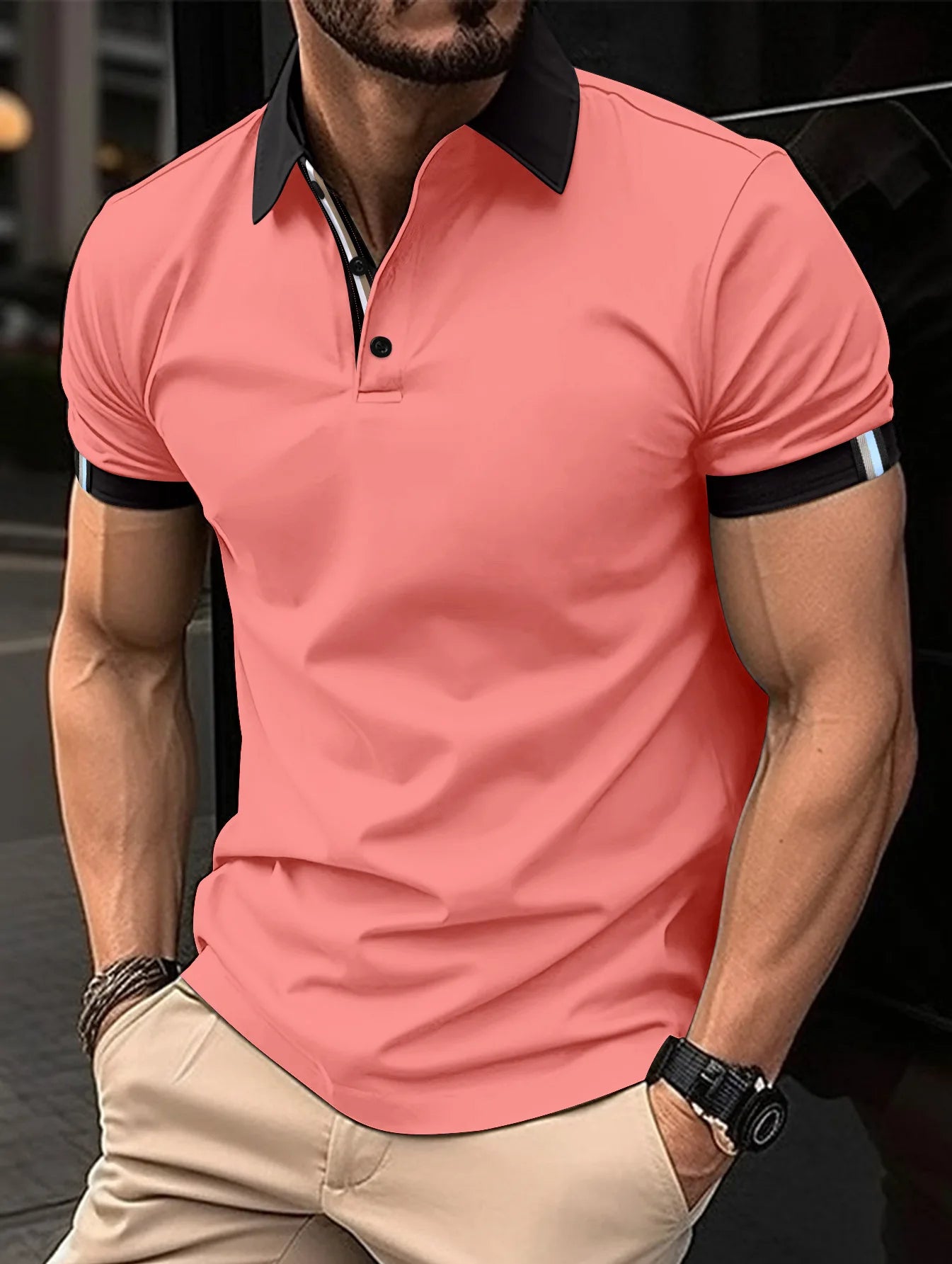 VierraSol | Camisa Polo de Cuello Rayado para Hombre - Image 2