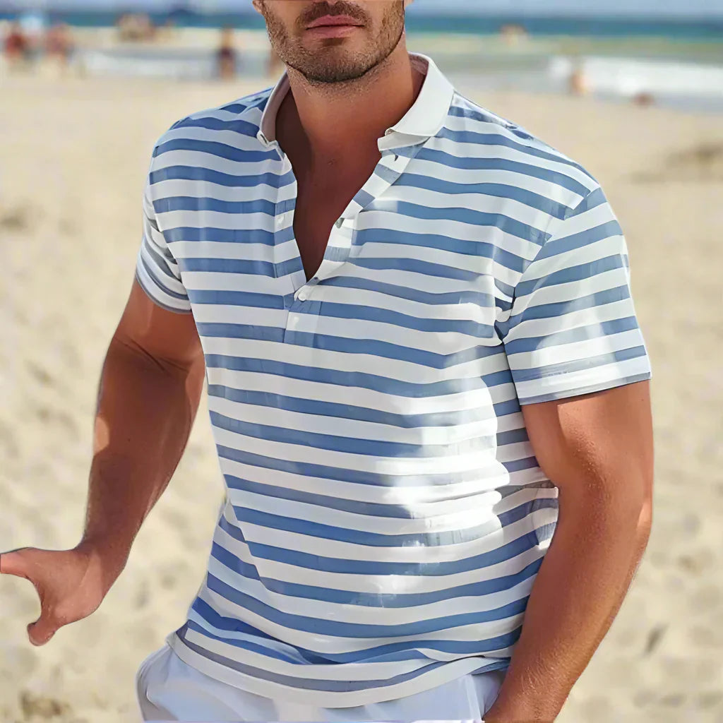 VierraSol | Camisa Polo de Rayas para Hombre con Cuello Abierto