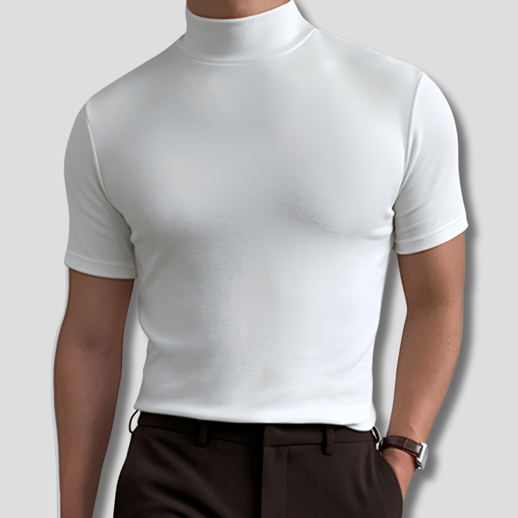 VierraSol | Camiseta de Cuello Alto de Manga Corta para Hombre