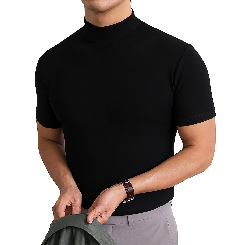 VierraSol | Camiseta de Cuello Alto de Manga Corta para Hombre