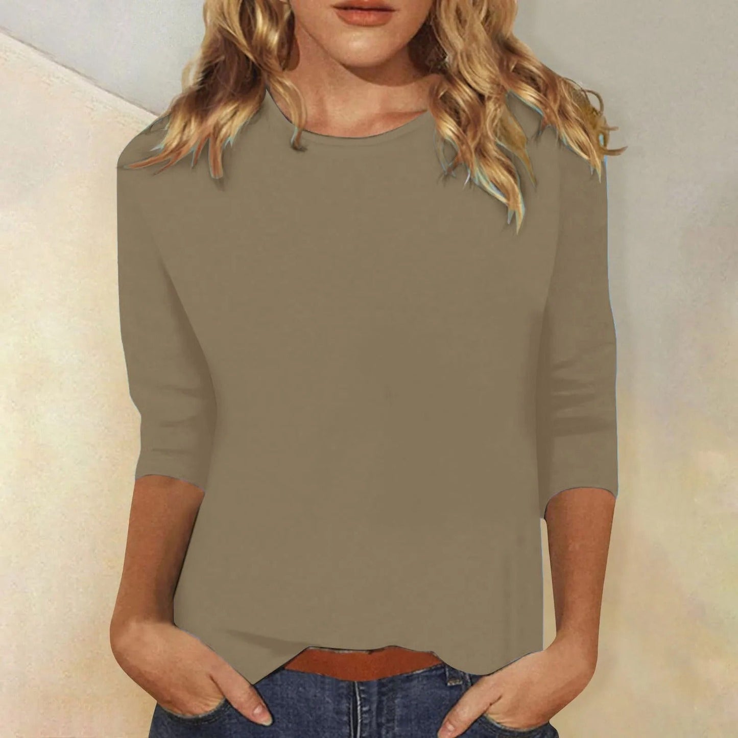 VierraSol | Camiseta de Manga Larga para Mujer con Cuello Redondo