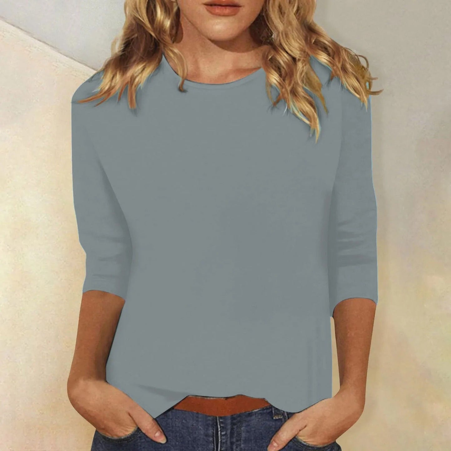 VierraSol | Camiseta de Manga Larga para Mujer con Cuello Redondo