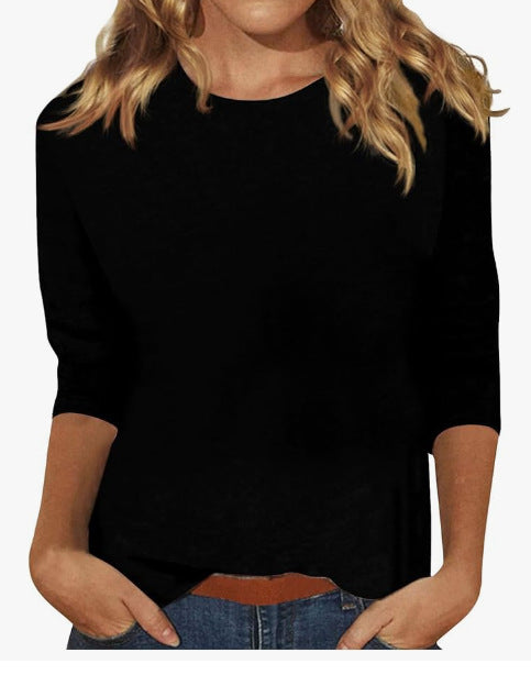VierraSol | Camiseta de Manga Larga para Mujer con Cuello Redondo
