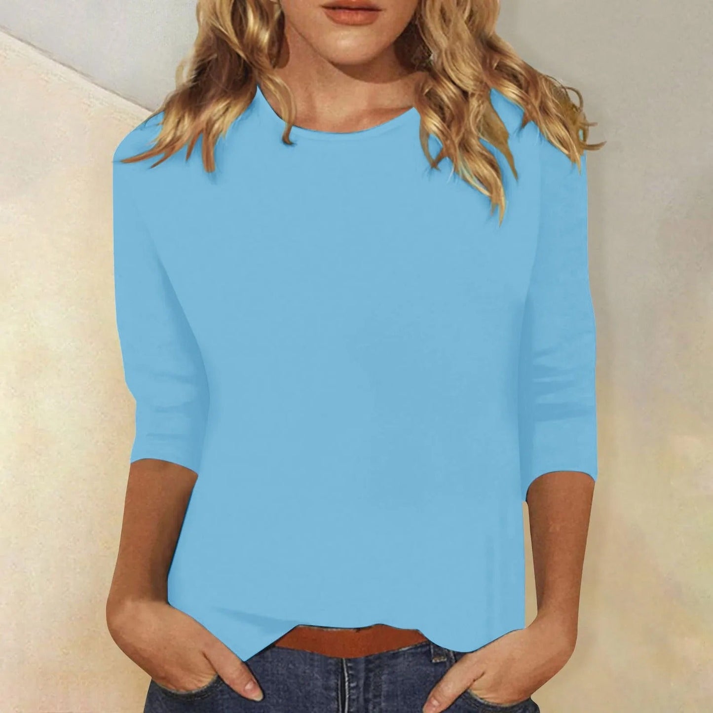 VierraSol | Camiseta de Manga Larga para Mujer con Cuello Redondo