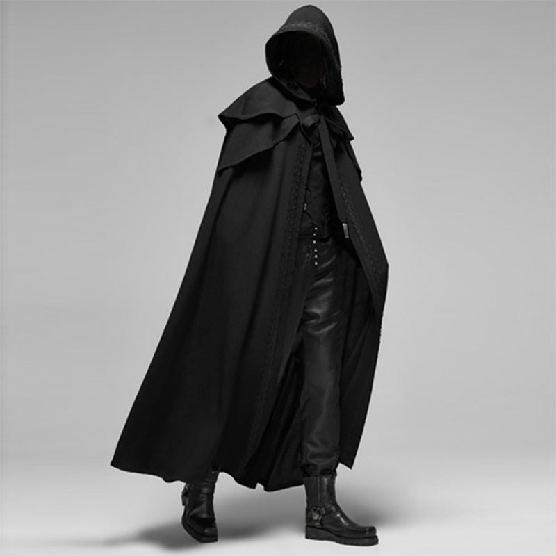 VierraSol | Capa con Capucha Unisex | Capa de Terciopelo Gótico | Negra