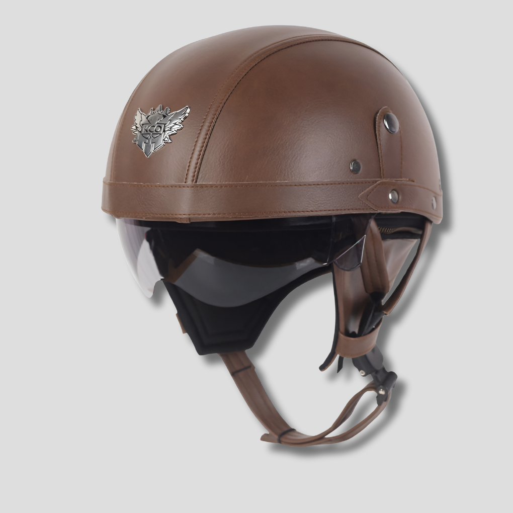 VierraSol | Casco de Moto DOT de Media Cara con Visera Retráctil