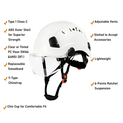 VierraSol | Casco de Seguridad CE ABS con Gafas y Visera – SafeGuard
