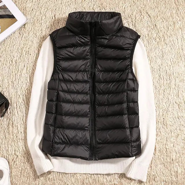 VierraSol | Chaleco de Plumas Ligero para Mujer con Cuello Alto
