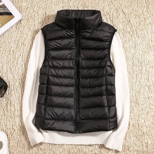 VierraSol | Chaleco de Plumas Ligero para Mujer con Cuello Alto