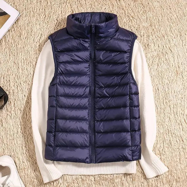 VierraSol | Chaleco de Plumas Ligero para Mujer con Cuello Alto