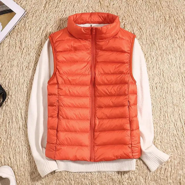 VierraSol | Chaleco de Plumas Ligero para Mujer con Cuello Alto