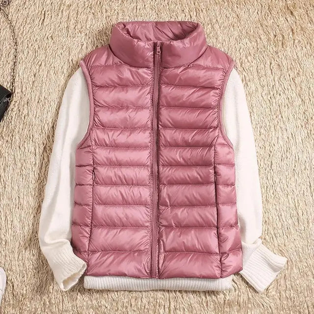 VierraSol | Chaleco de Plumas Ligero para Mujer con Cuello Alto