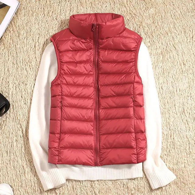 VierraSol | Chaleco de Plumas Ligero para Mujer con Cuello Alto