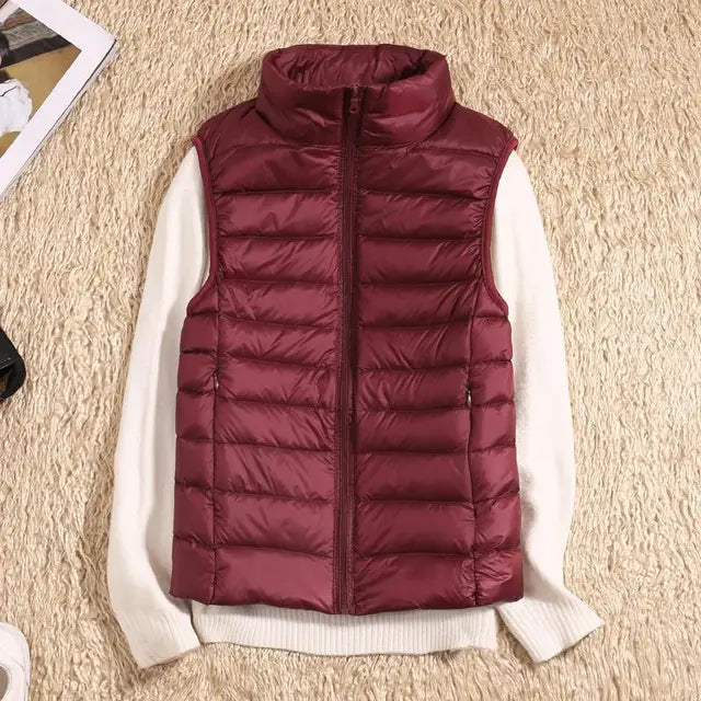 VierraSol | Chaleco de Plumas Ligero para Mujer con Cuello Alto
