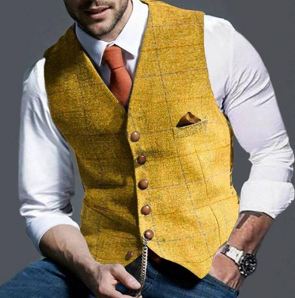 VierraSol | Chaleco de Tweed para Hombre con Botones Frontales