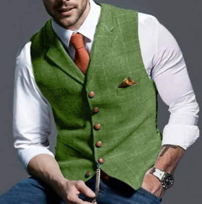VierraSol | Chaleco de Tweed para Hombre con Botones Frontales