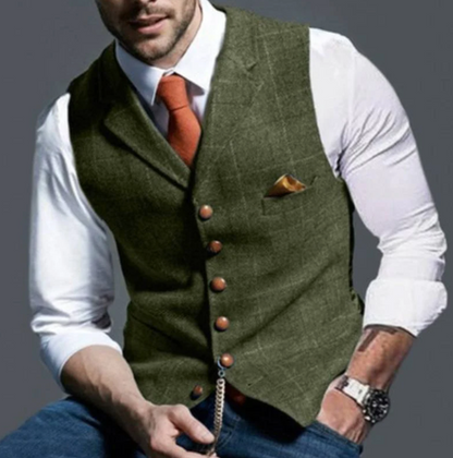 VierraSol | Chaleco de Tweed para Hombre con Botones Frontales