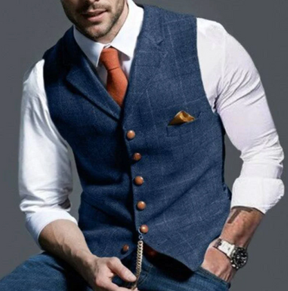 VierraSol | Chaleco de Tweed para Hombre con Botones Frontales