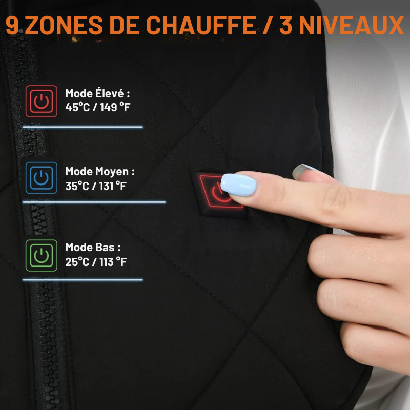 VierraSol | Chaleco Térmico para Mujeres con Doble Control y 9 Zonas de Calor – Comodidad y Calidez para Cada Temporada