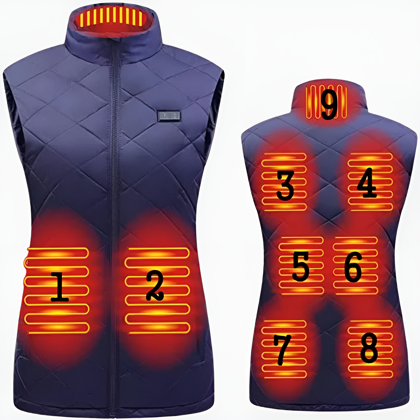 VierraSol | Chaleco Térmico para Mujeres con Doble Control y 9 Zonas de Calor – Comodidad y Calidez para Cada Temporada