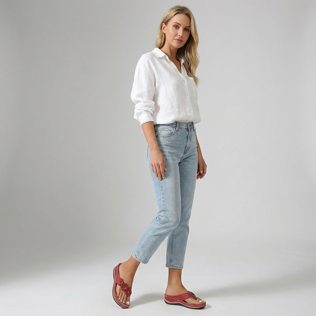 VierraSol | Chanclas ortopédicas para mujeres con detalle de flor