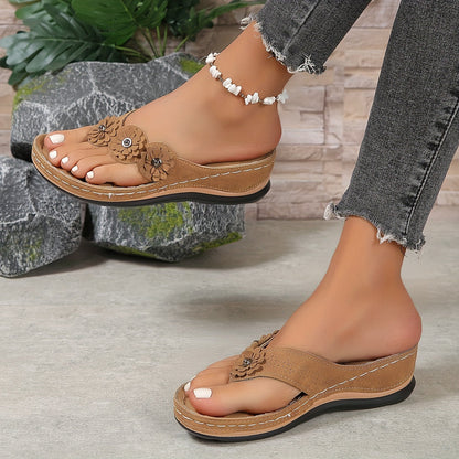 VierraSol | Chanclas ortopédicas para mujeres con detalle de flor