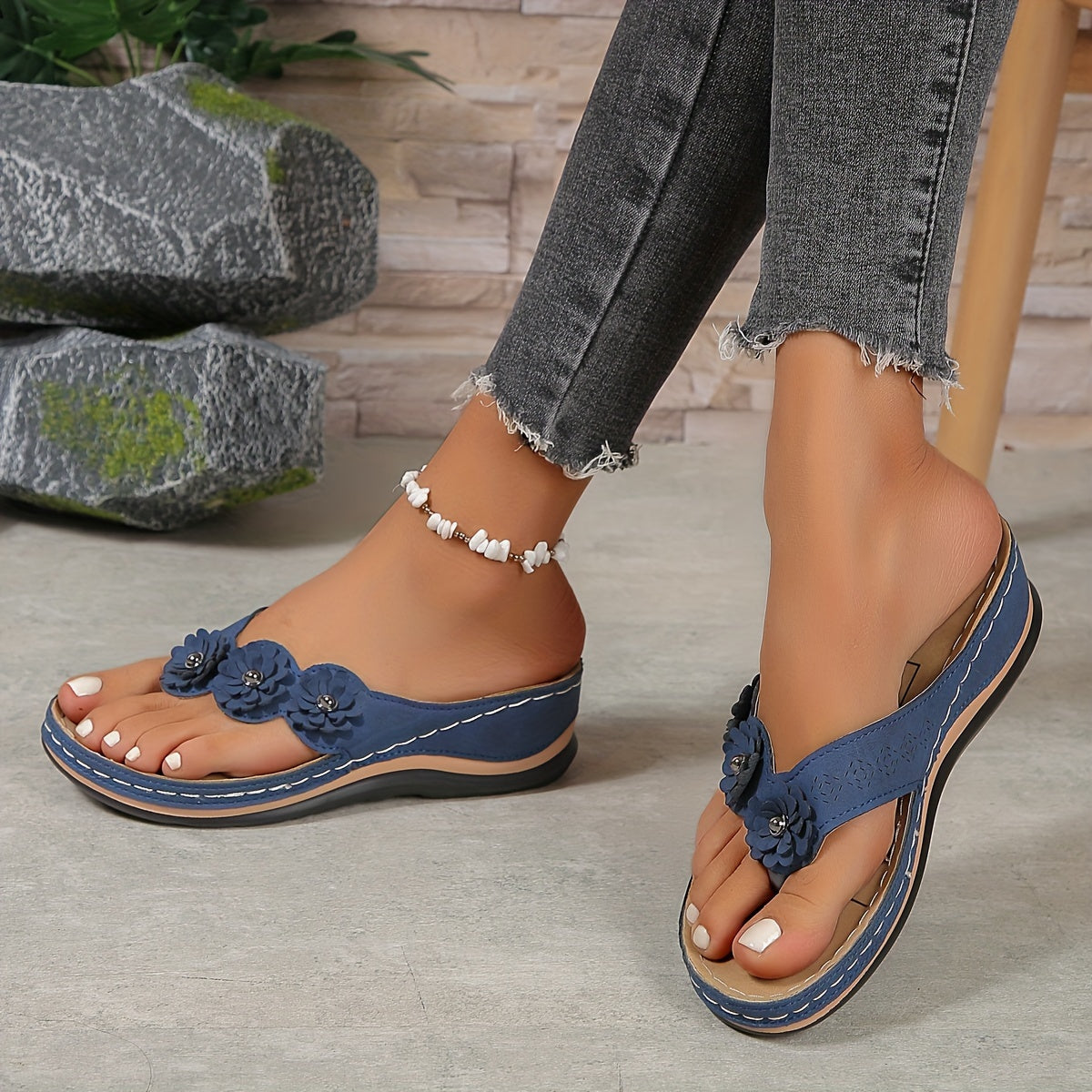 VierraSol | Chanclas ortopédicas para mujeres con detalle de flor
