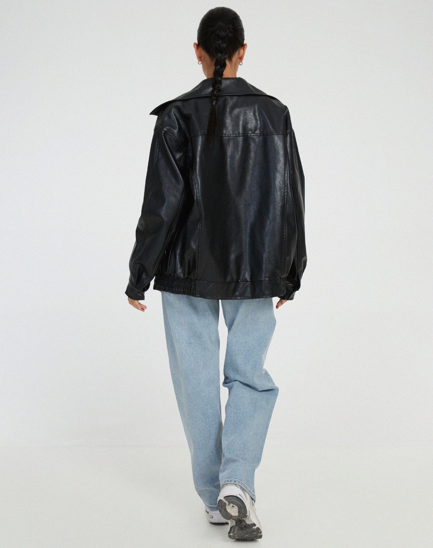 VierraSol | Chaqueta Bomber de Cuero Sintético Oversized para Mujeres