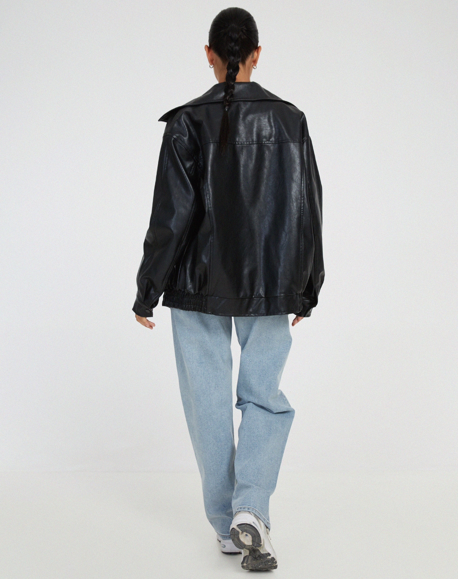 VierraSol | Chaqueta Bomber de Cuero Sintético Oversized para Mujeres