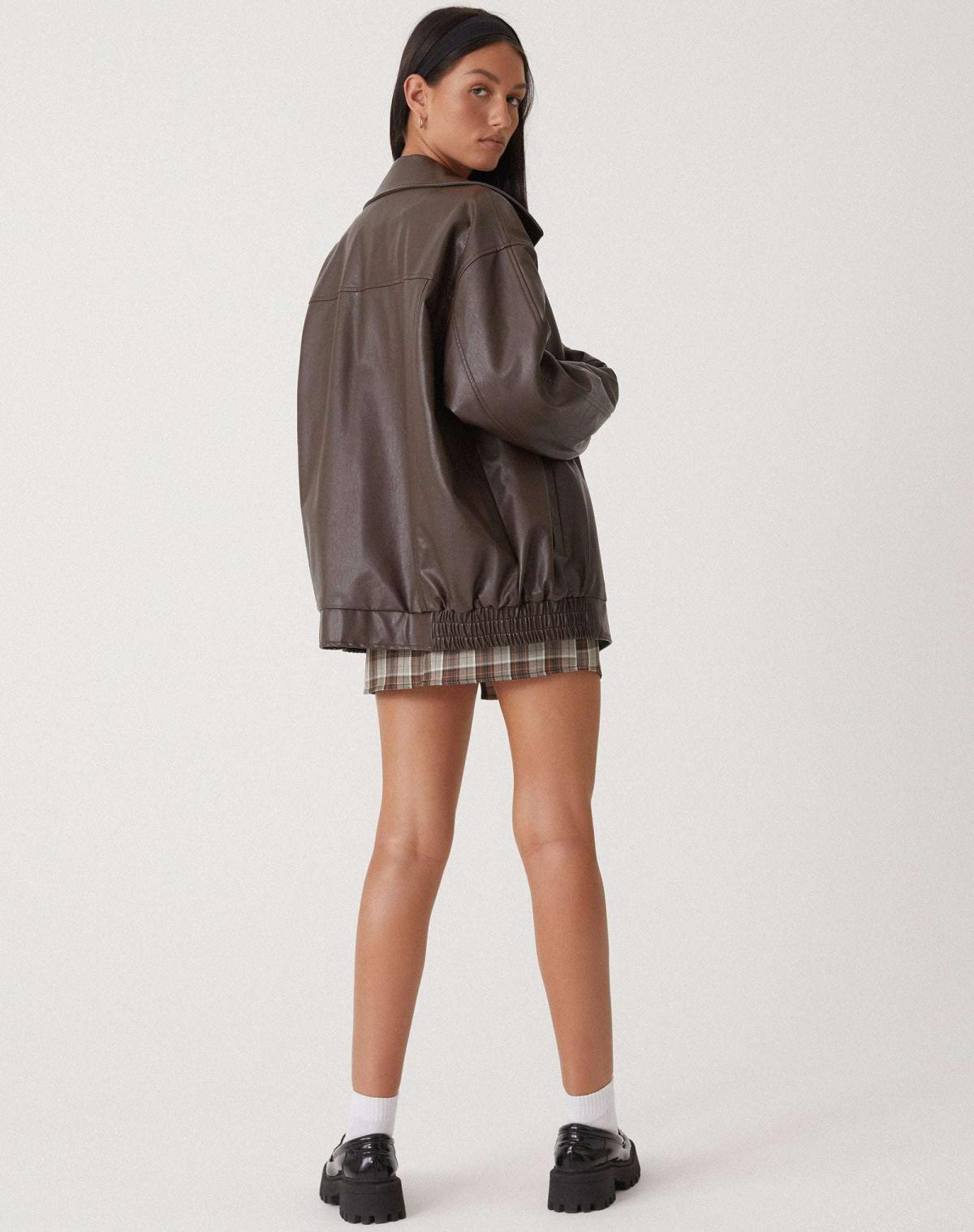 VierraSol | Chaqueta Bomber de Cuero Sintético Oversized para Mujeres