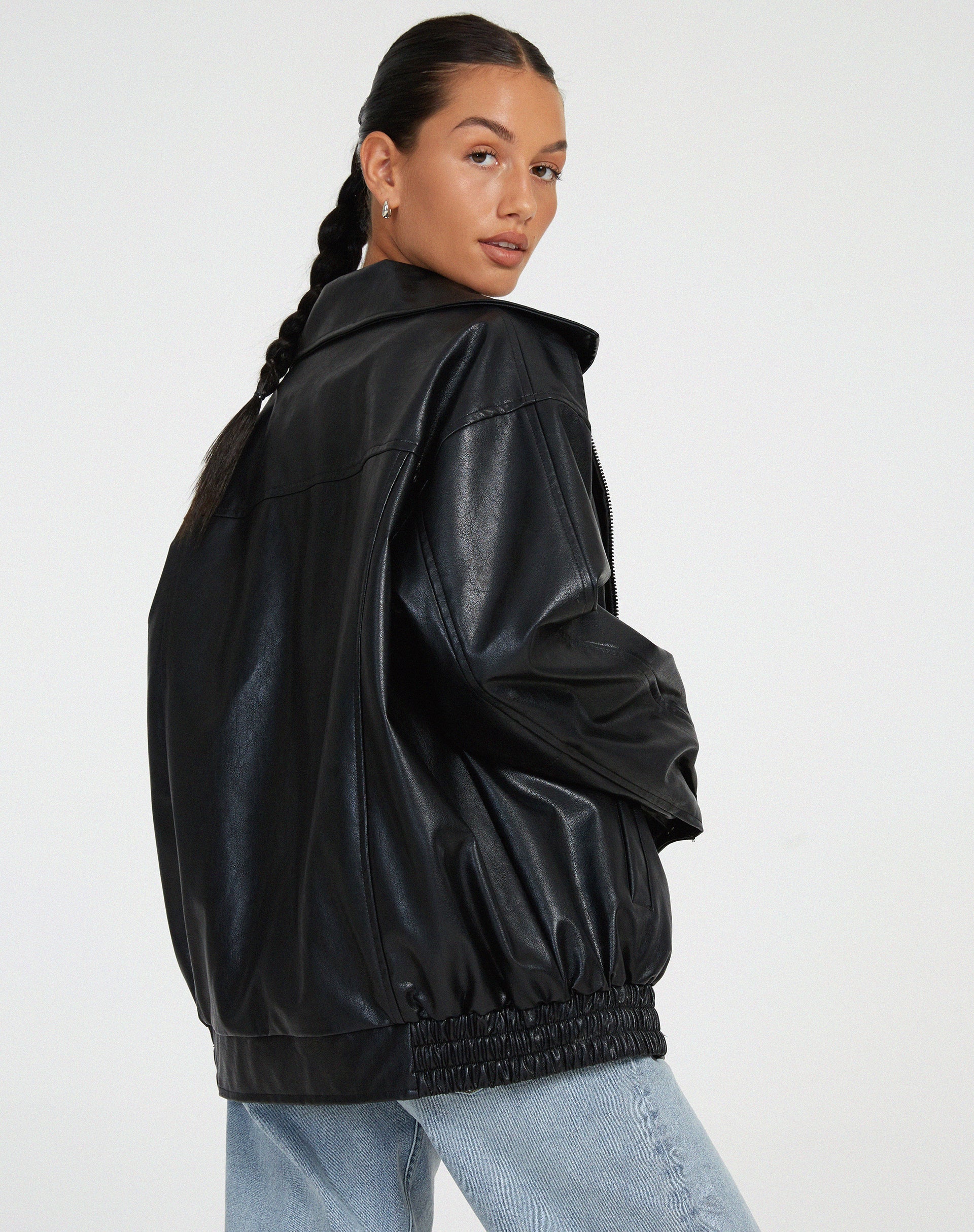 VierraSol | Chaqueta Bomber de Cuero Sintético Oversized para Mujeres