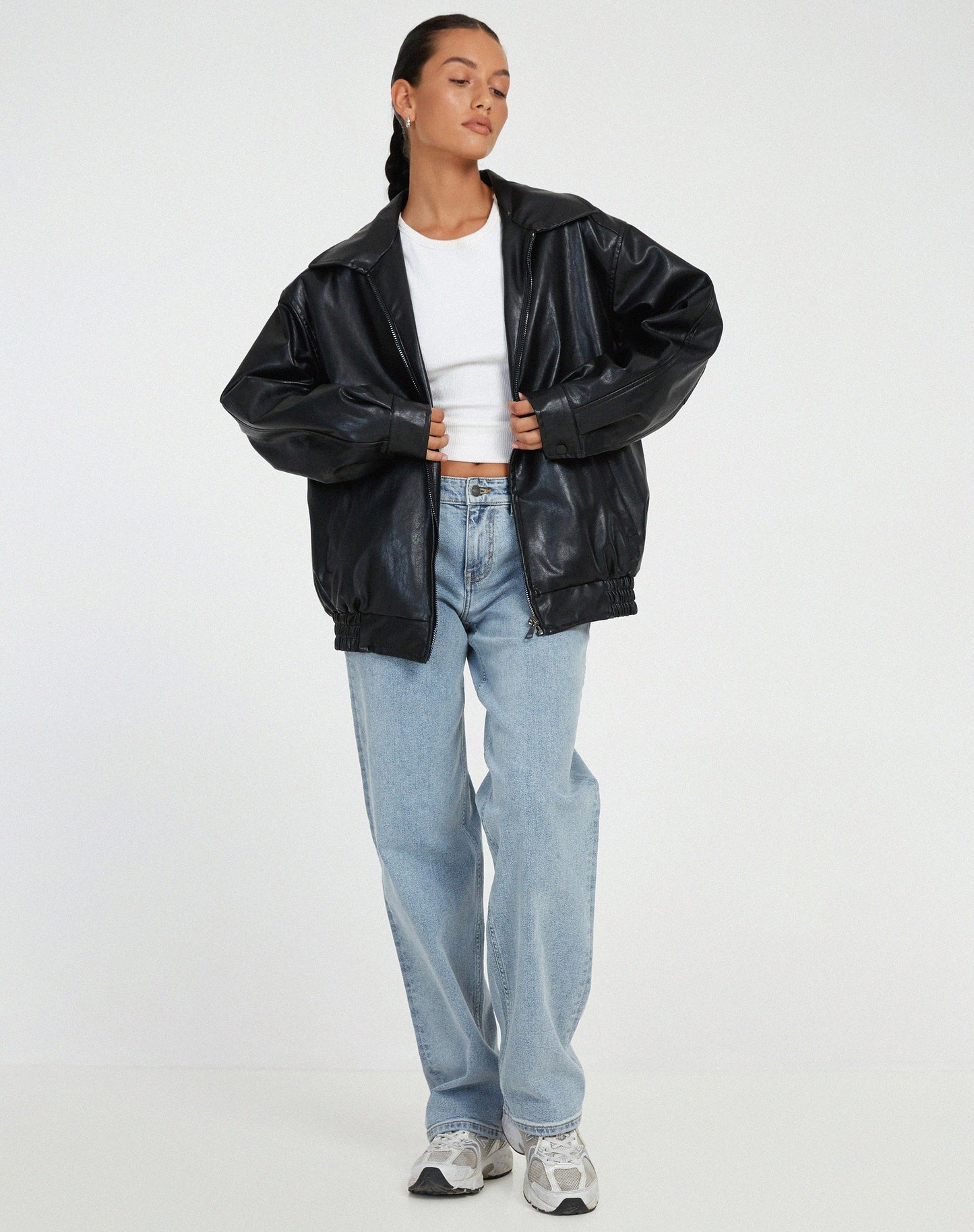 VierraSol | Chaqueta Bomber de Cuero Sintético Oversized para Mujeres