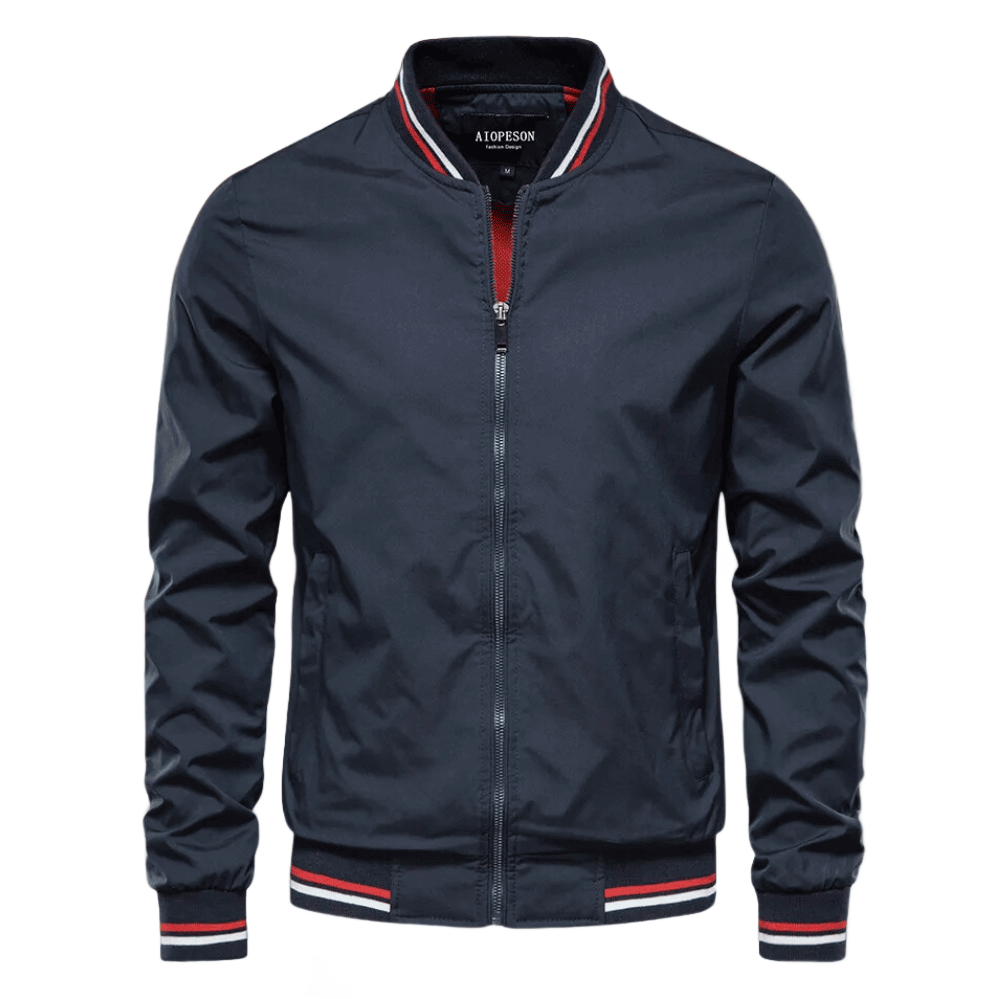 VierraSol | Chaqueta Bomber Ligera para Hombre con Cuello Rayado