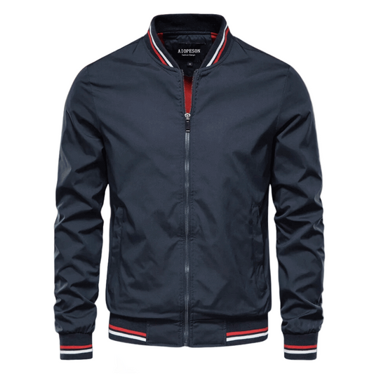 VierraSol | Chaqueta Bomber Ligera para Hombre con Cuello Rayado