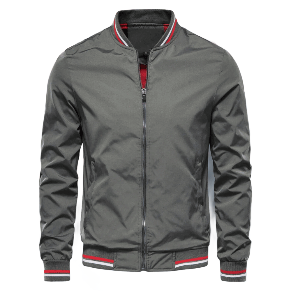 VierraSol | Chaqueta Bomber Ligera para Hombre con Cuello Rayado