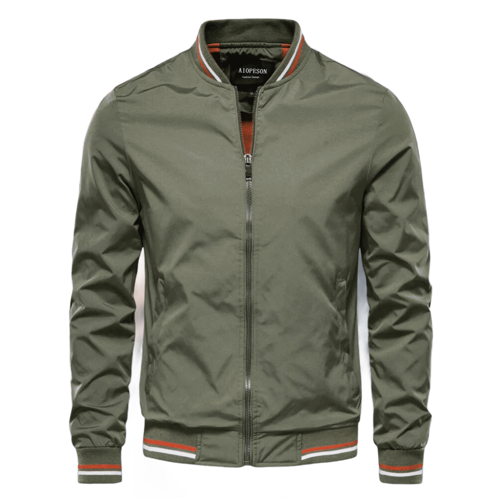 VierraSol | Chaqueta Bomber Ligera para Hombre con Cuello Rayado
