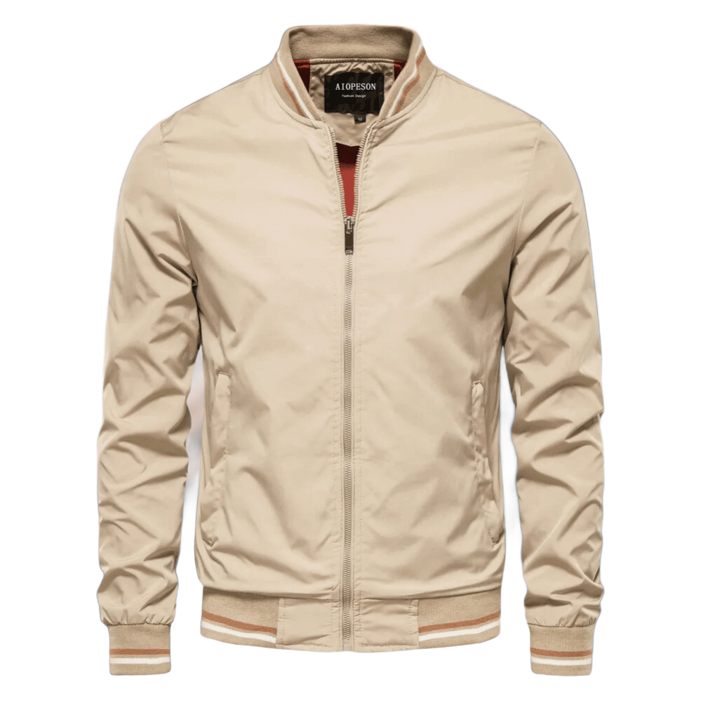 VierraSol | Chaqueta Bomber Ligera para Hombre con Cuello Rayado