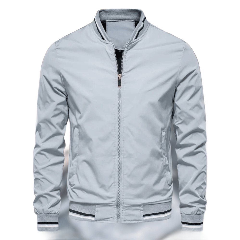 VierraSol | Chaqueta Bomber Ligera para Hombre con Cuello Rayado
