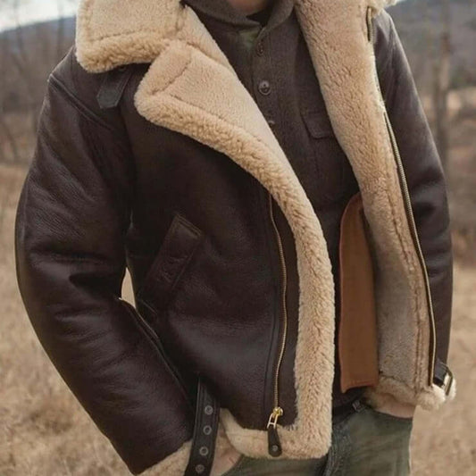 VierraSol | Chaqueta de Aviador Forrada de Piel de Oveja para Hombre