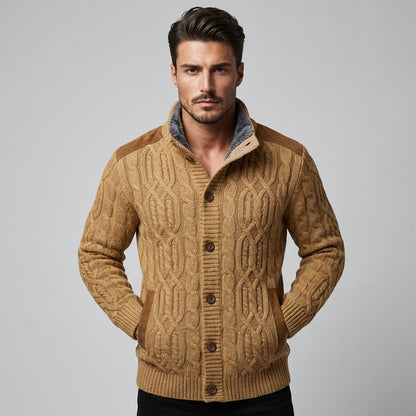 VierraSol | Chaqueta de Cárdigan de Punto para Hombre con Forro de Sherpa