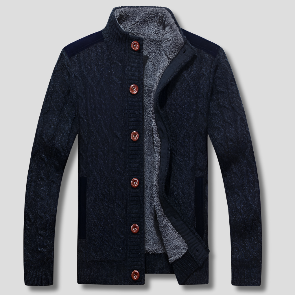 VierraSol | Chaqueta de Cárdigan de Punto para Hombre con Forro de Sherpa