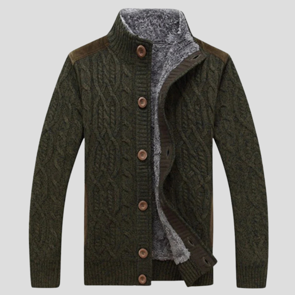 VierraSol | Chaqueta de Cárdigan de Punto para Hombre con Forro de Sherpa