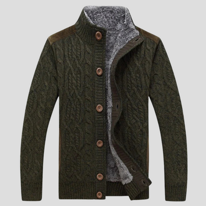 VierraSol | Chaqueta de Cárdigan de Punto para Hombre con Forro de Sherpa
