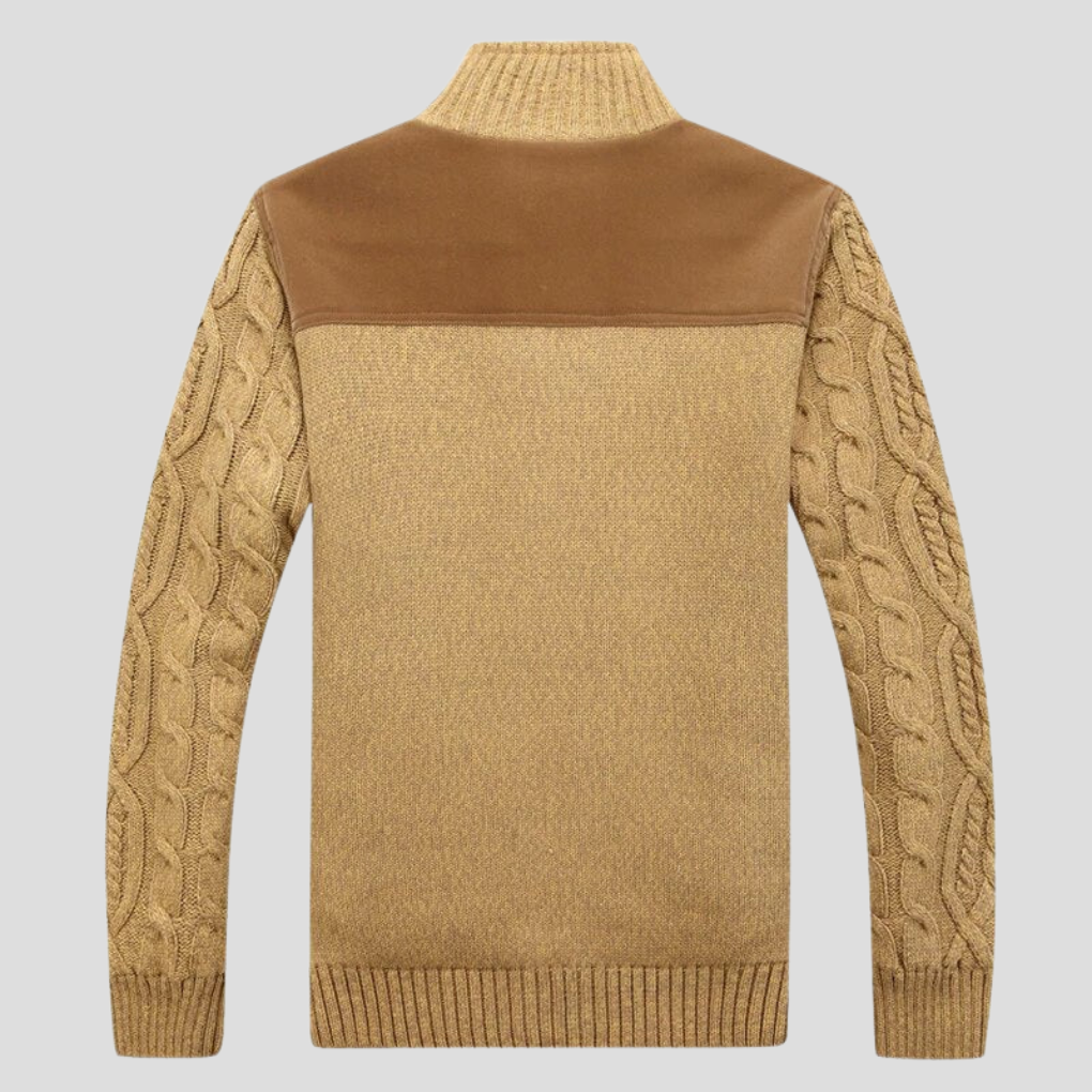 VierraSol | Chaqueta de Cárdigan de Punto para Hombre con Forro de Sherpa
